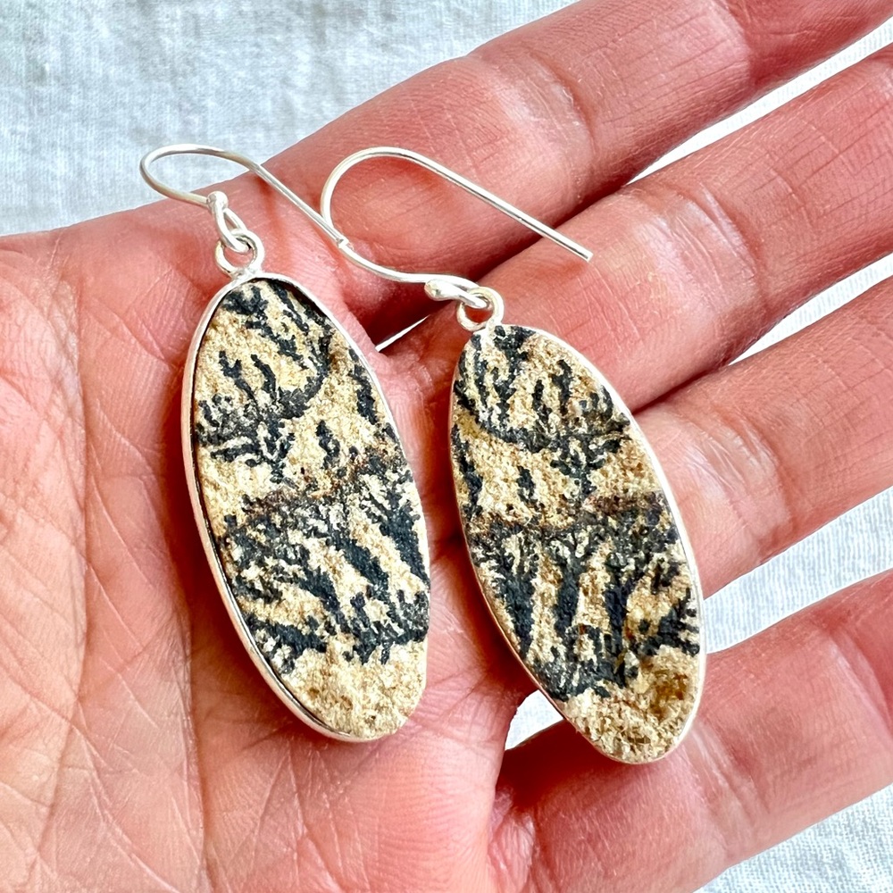 Psilomelane Dendrite Earrings
